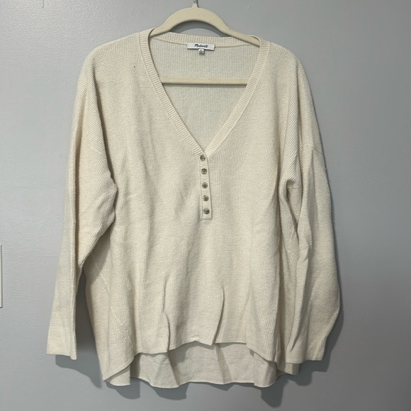 Madewell Asherton Henley Sweater Cream Sz XL - Picture 3 of 5